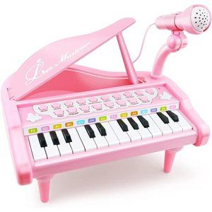 Piano Toy Keyboard for Kids Birthday Gift Age 1+Pink 24 Keys Toddler Piano Music